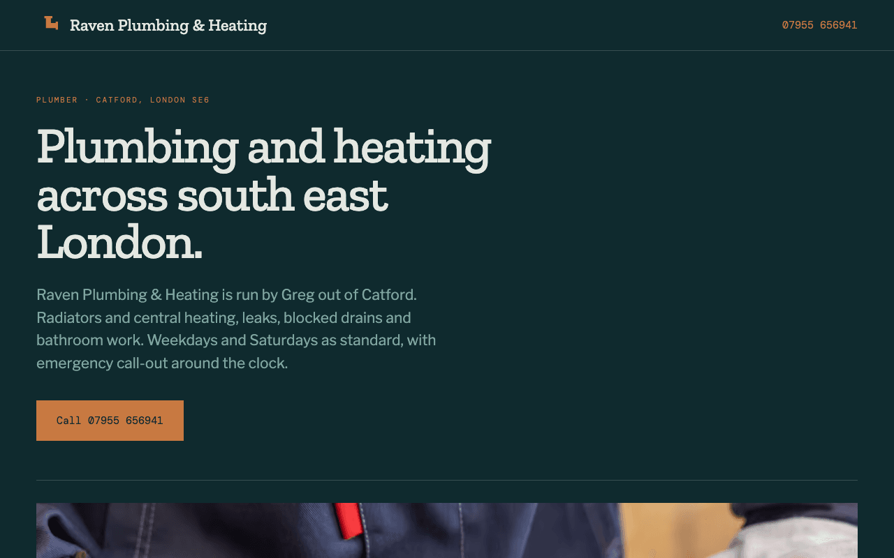 The Raven Plumbing homepage